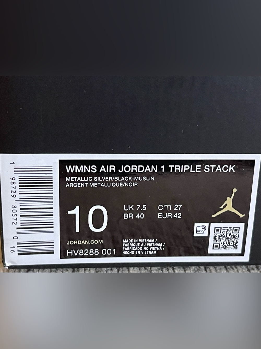 Size 10 - Nike Air Jordan 1 Triple Stack Metallic Silver HV8288-001 Women's NEW - Picture 10 of 10
